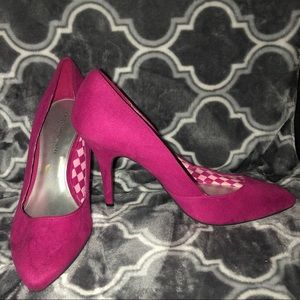 Christian Siriano suede pink heels